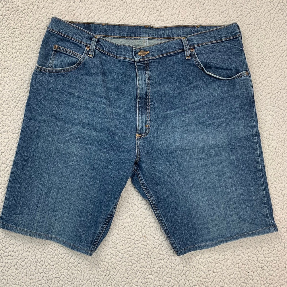 Wrangler Denim Shorts Mens 40 Blue Mid Wash Stretch Premium Quality 1095FXVMT